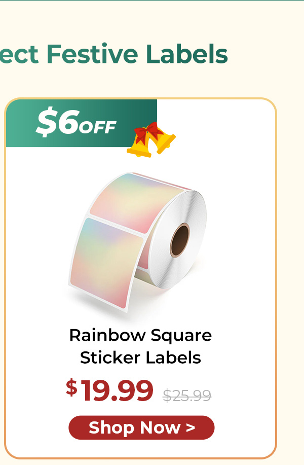 Rainbow Square Sticker Labels