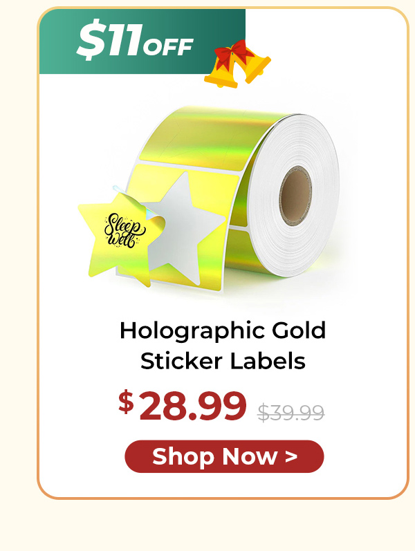 Holographic Gold Sticker Labels